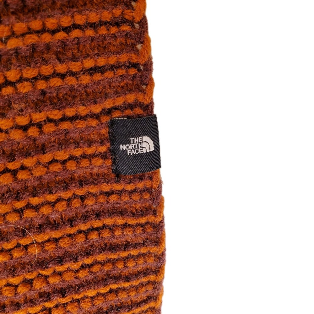 The North Face Orange & Red Striped Knit Infinity Winter Scarf Unisex